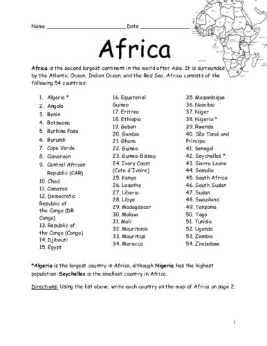 African Countries List Alphabetical Order