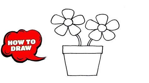 How To Draw A Flower Pot Beautiful Flower Pot Drawing Easy Drawing