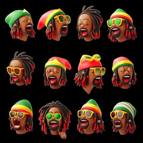 264 3d Reggae Rasta Emoji Clipart Commercial And Private Use Instant