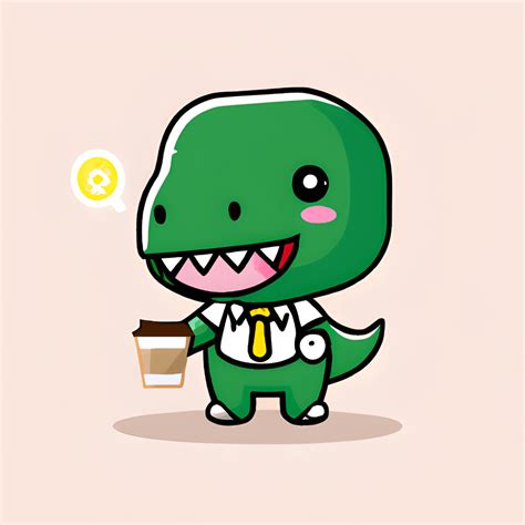 Kawaii Chibi Mr Rex Con Café Caliente · Creative Fabrica