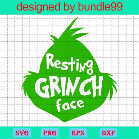 Resting Grinch Face Svg Png Dxf Eps Cricut Files Bundle Free