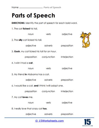 Parts Of Speech Worksheets 15