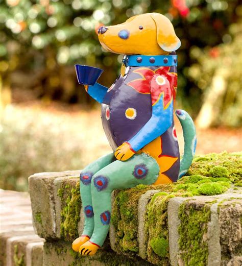 Talavera Inspired Metal Animal Garden Sculpture Decorative Garden