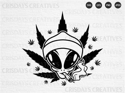 Smokingalien Svg Cannabis Svg Alien Svg Alien Smoking Weed Etsy Canada