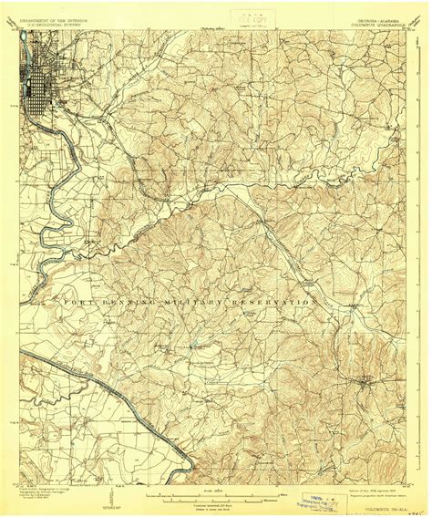 Columbus Georgia 1908 1929 Usgs Old Topo Map Reprint 15x15 Al Quad