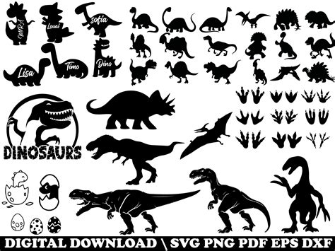 Dinosaur Svg Bundle Dinosaur Silhouette Dinosaur Cut Files Etsy