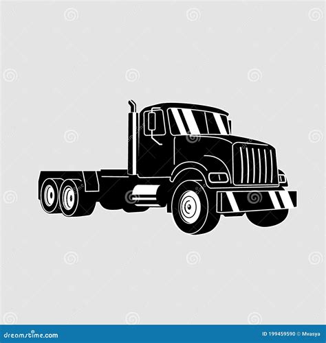 Semi Truck Vector Outline Lorry Freight Transportation Modern Flat