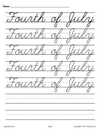 Free Printable Cursive Worksheets For 4th Grade Cursive Handwriting