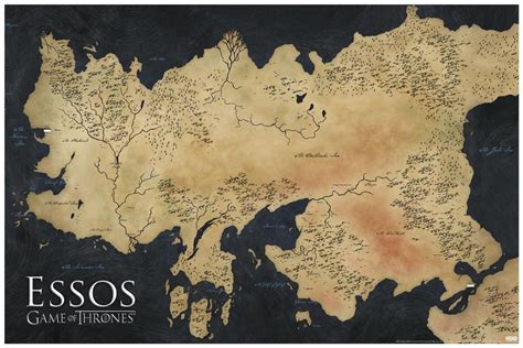 Game Of Thrones Map Of Essos Tv Show Cool Wall Decor Art Print Poster