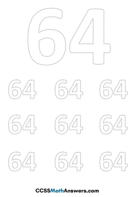 Worksheet On Number 64 Counting Writing Tracing Number 64 Worksheet