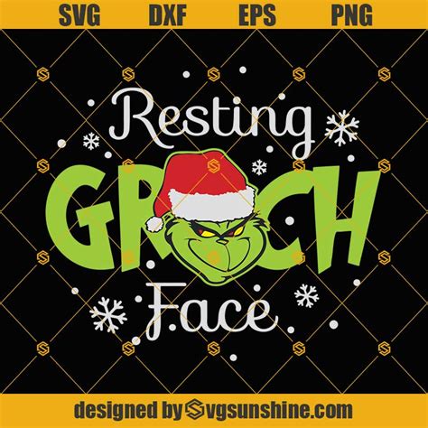 Resting Grinch Face SVG PNG DXF EPS Cut Files Clipart Cricut Grinch