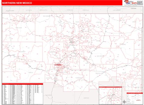 New Mexico Northern Wall Map Red Line Style By Marketmaps