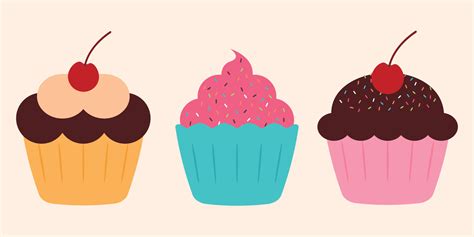 Cute Cupcake Clipart With A Cartoon Animated Cherry Vector Illustration