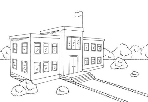 How To Draw A School Building For Kids