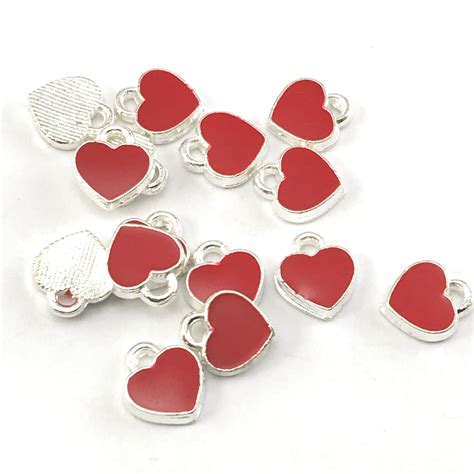 30 Pack Enamel Red Heart Charms For Jewelry Making 7mm Bulk Etsy