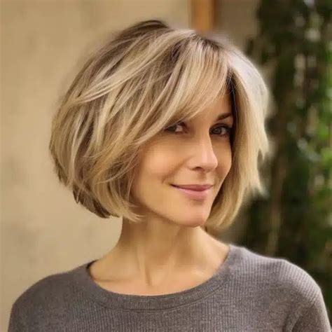 Softly Layered Bob With Side Swept Bangs Bob Hairstyles With Bangs