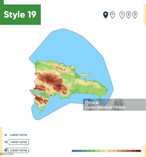 Repubblica Dominicana Mappa Fisica Altamente Dettagliata Mappa