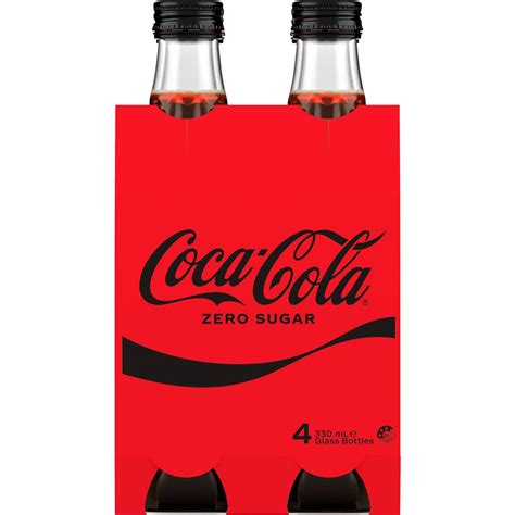 Coca Cola Zero Sugar Glass Bottle 330ml X 4 Pack Woolworths