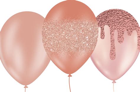 Rose Gold Balloons Clipart Glitter Balloon Png Digital Etsy