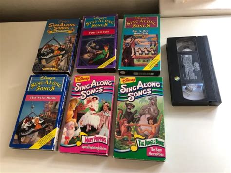 Disney Sing Along Songs Vhs Lot Zip Oliver Cinderella Jungle Peter Mary