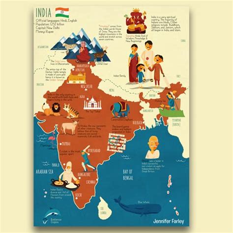 Illustrated Map Of India Jennifer Farley Picture Books Illustration