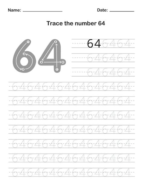 Premium Vector Trace The Number 64