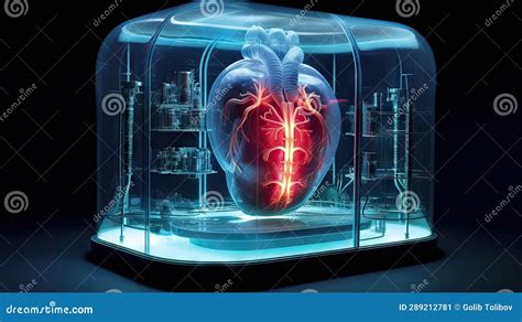 An Illustration Of A Human Heart In A Glass Box Stock Illustration