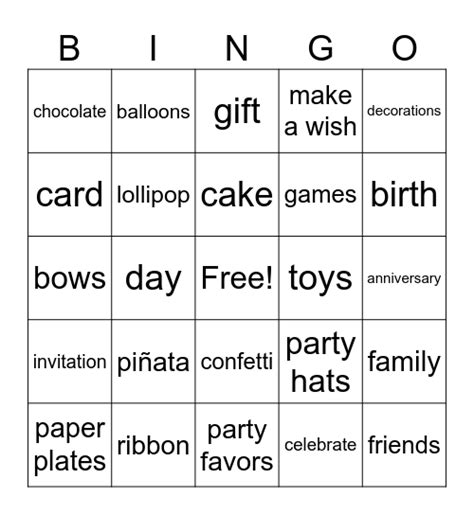 Happy Birthday Bingo Card