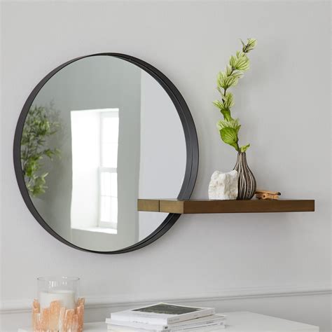 Diy bathroom mirror with shelf using wood palleta simple and cute bathroom mirror with shelf using wood pallet for our bathroom. MoDRN Naturals Metal Framed Round Decorative Wall Mirror ...