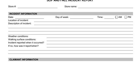 Slip And Fall Incident Report Form Pdf Form Formspal