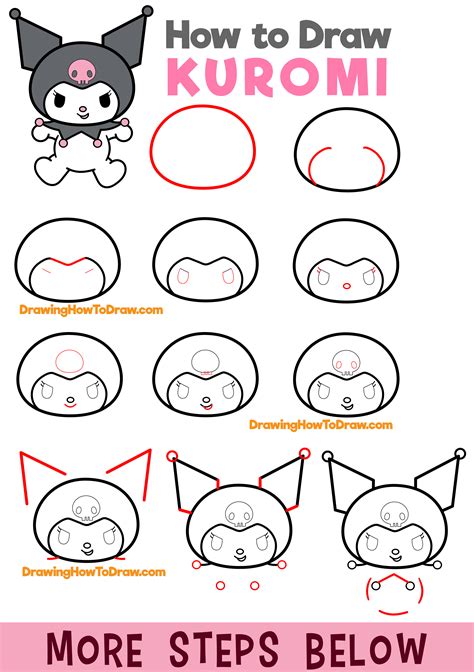 How To Draw Kuromi From My Melody And Hello Kitty Easy Step By Step