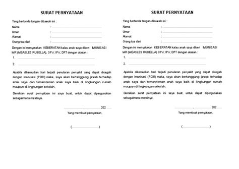 Surat Pernyataan Penolakan Bian Pdf