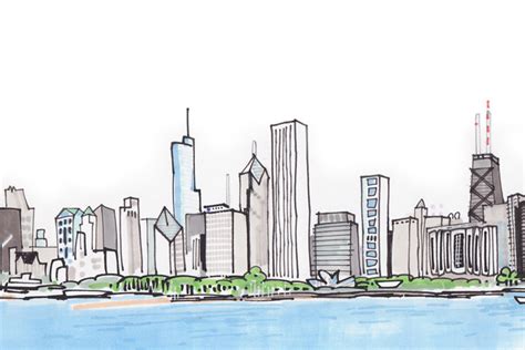 Sketch Chicago Skyline Drawing Clip Art Library