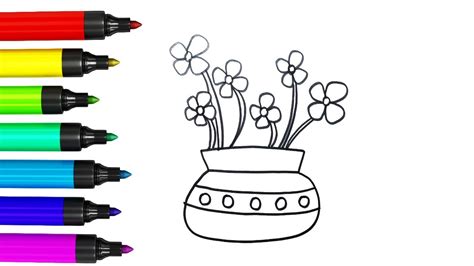 How To Draw Flower Pot Step By Step Flower Pot Drawing Easy Flower