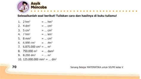 Kunci Jawaban Matematika Kelas 5 Halaman 70 Cara Menghitung Satuan