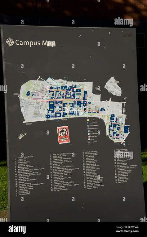 Campus Map On Oxford Road In The University Of Manchester Campus Stock