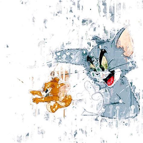 Cartoon Tom Holding Tail Jerry Character Painting Watercolor Animation