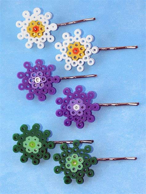 Perler Bead Flower Bobby Pins By Lunasrealm On Etsy Perler Bead