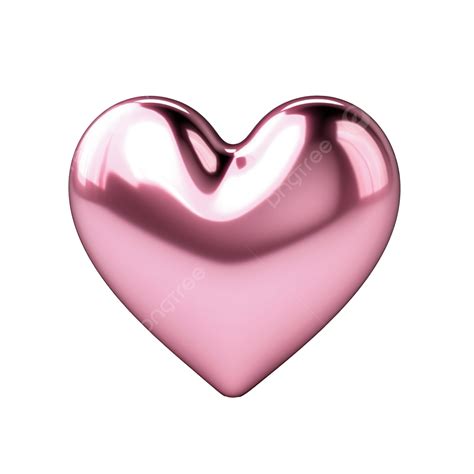 Pink Metallic Heart Pink Rose Gold Metallic Png Transparent Image