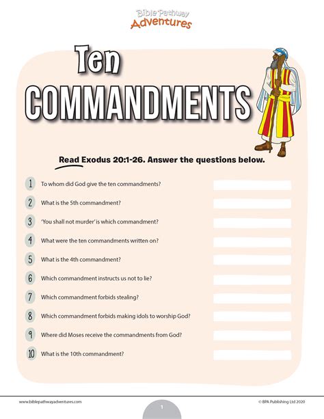 Ten Commandments Worksheets Free Printables