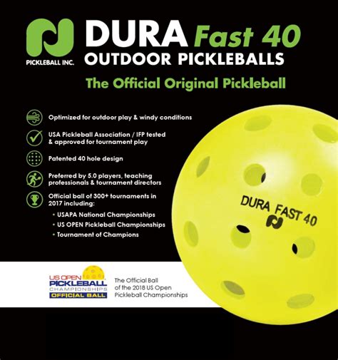 Dura Fast 40 Pickleballs Outdoor Pickleball Balls Yellow Pack Of