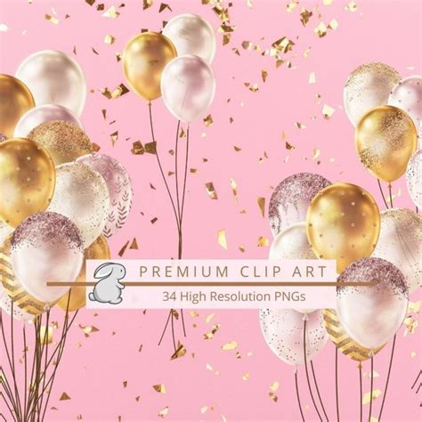 Gold And Pink Glitter Balloons PNG Glitter Balloons Pink Glitter