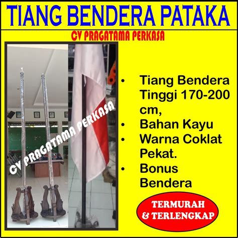 Jual Tiang Bendera Pataka Isi 1 Bendera Merah Putih Tatakan Bulat