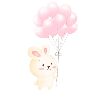 Rabbit Balloon Png Transparent Cute Rabbit With Pink Balloons Cute