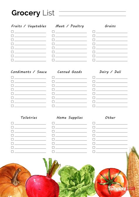 24 Printable Grocery List Templates Shopping Lists