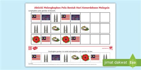 Aktiviti Melengkapkan Pola Gambar Hari Kemerdekaan Malaysia