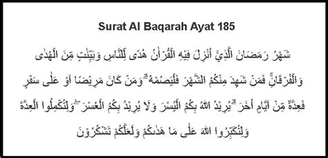 Surat Al Baqarah Ayat 185 Lengkap Latin Dan Tafsir Peraturan Dan Surat