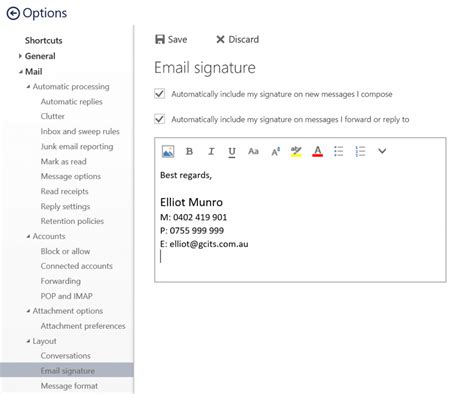 How To Set Up A Signature In Office 365s Outlook Web App Gcits