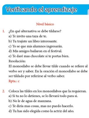 Acentuación Especial Tilde Diacrítica en Monosílabos para Sexto de