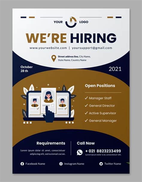 Job Hiring Flyer Template Ai Eps Psd Recruitment Poster Design